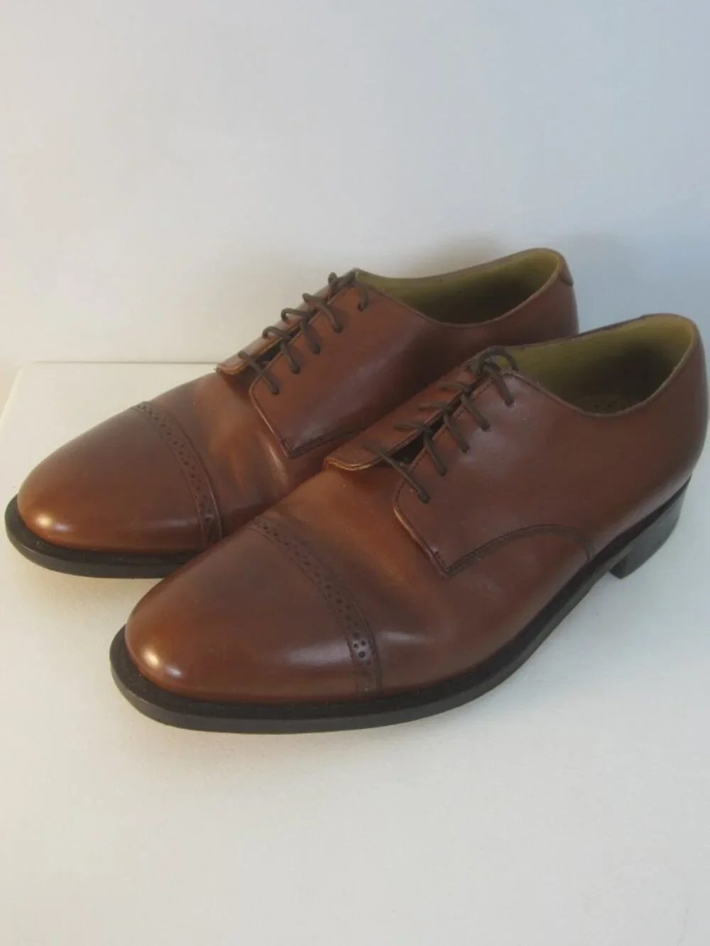 Johnston & Murphy Aristocraft Men 9 E Brown Leather Cap Toe Dress Shoes Classic